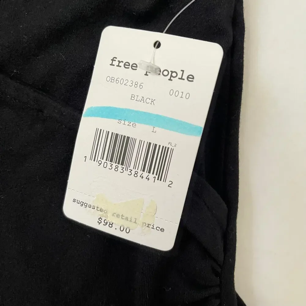 NWT Free People Toast to That Cut Out Metallic Trim Black Mini Dress - Size L